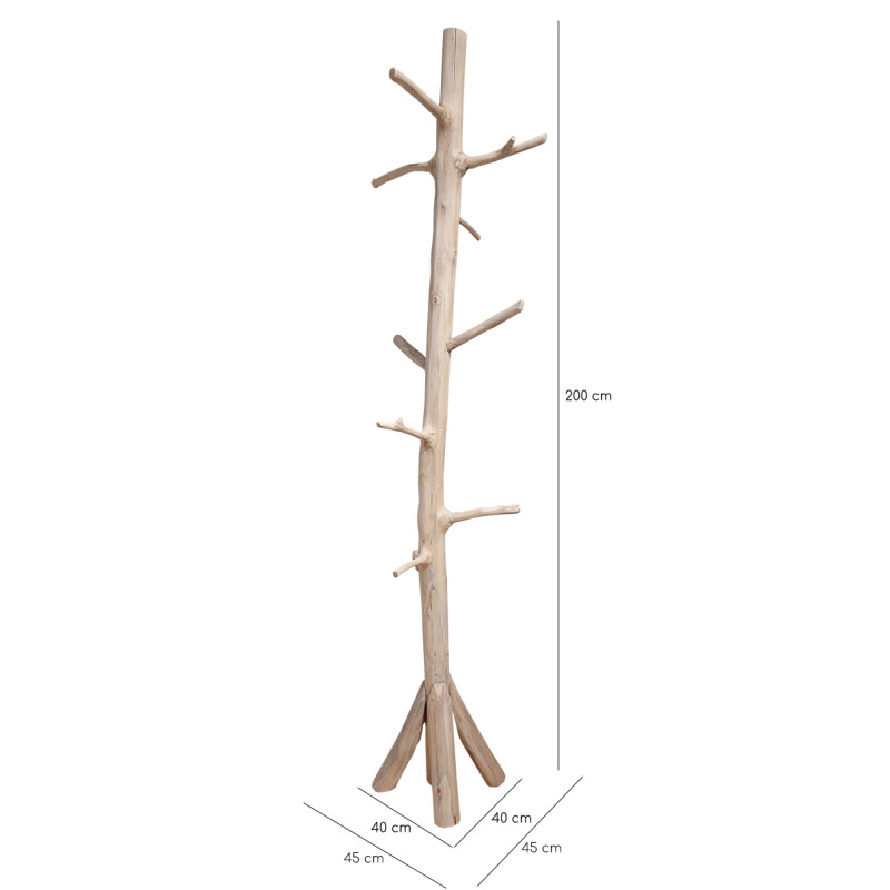 Porte-manteau branche d'arbre en bois de teck brut 200 cm - MIRA