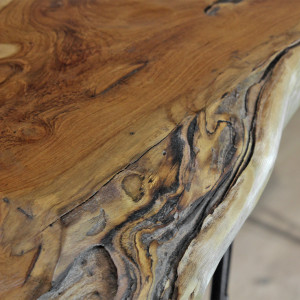 Table de Bar L.163 cm en Bois de Teck avec 3 Pieds Filaire en Métal Noir - Style Naturel et Exotique - GEPETTO