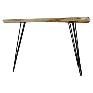 Table de bar L.163 cm en bois de teck et 3 pieds métal noir - GEPETTO