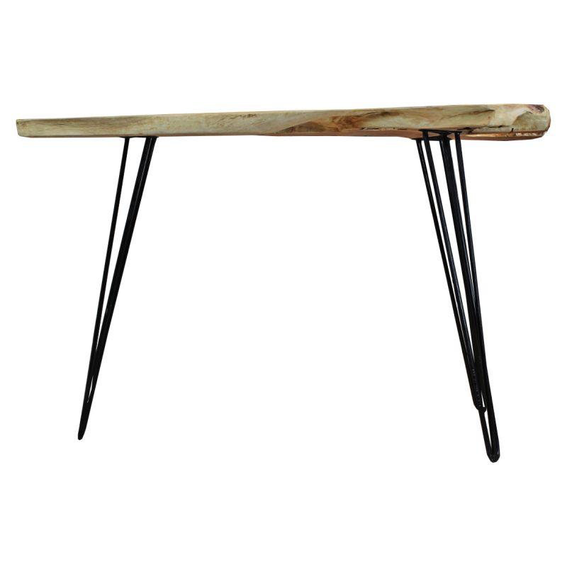 Table de bar L.163 cm en bois de teck et 3 pieds métal noir - GEPETTO