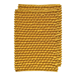 Lot de 2 Tapis de Salle de Bain Rectangulaire 40 x 60 cm en Coton avec Mini Pompon Jaune Moutarde - MARIE