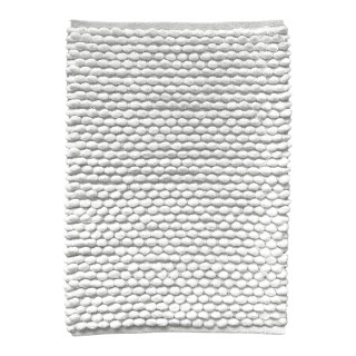 Tapis de Salle de Bain Rectangulaire 40 x 60 cm en Coton avec Mini Pompon Blanc - MARIE