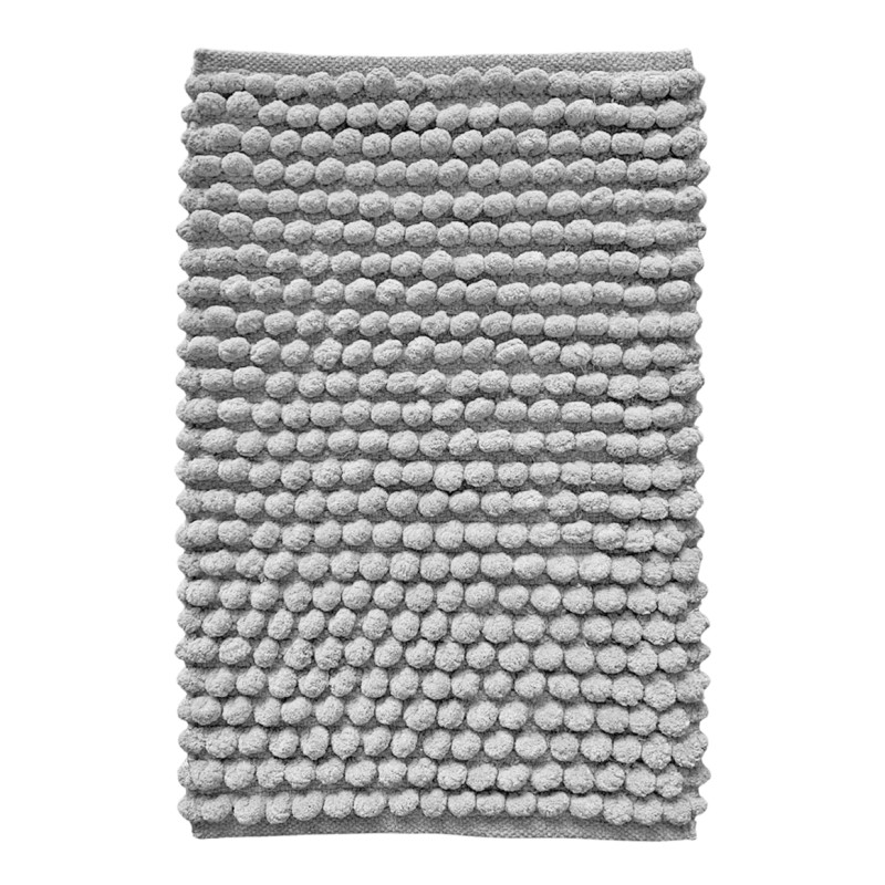 Tapis de Salle de Bain Rectangulaire 40 x 60 cm en Coton avec Mini Pompon Gris - MARIE