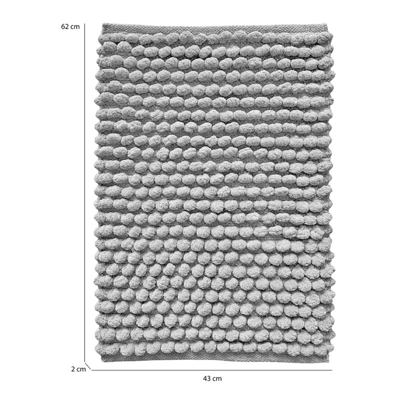 Lot de 2Tapis de Salle de Bain Rectangulaire 40 x 60 cm en Coton avec Mini Pompon Gris - MARIE