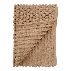 Lot de 2Tapis de Salle de Bain Rectangulaire 40 x 60 cm en Coton avec Mini Pompon Beige - MARIE