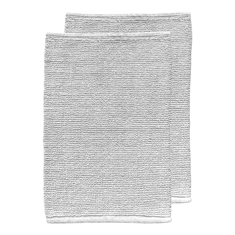 Lot de 2 Tapis de Salle de Bain Rectangulaire 40 x 60 cm en Coton Blanc - PEPPO