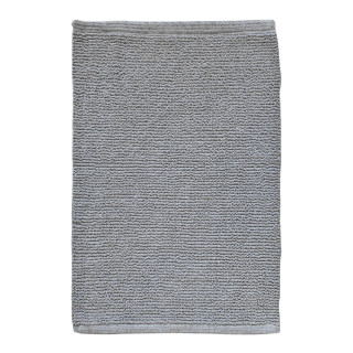 Tapis de Salle de Bain Rectangulaire 40 x 60 cm en Coton Gris - PEPPO