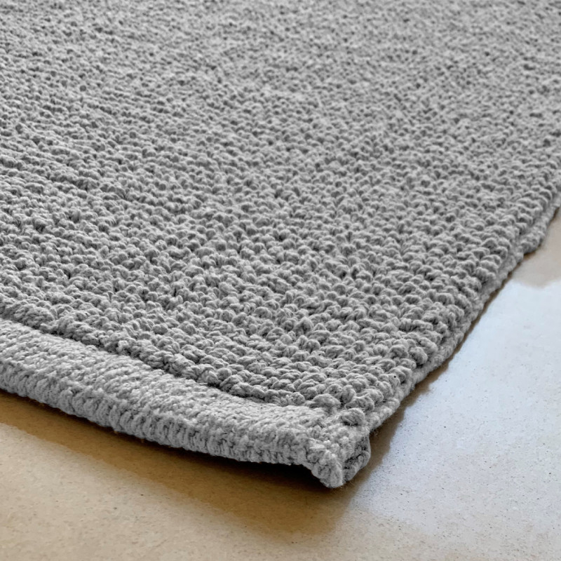 Tapis de Salle de Bain Rectangulaire 40 x 60 cm en Coton Gris - PEPPO