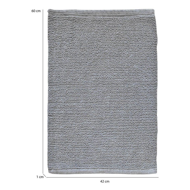 Tapis de Salle de Bain Rectangulaire 40 x 60 cm en Coton Gris - PEPPO