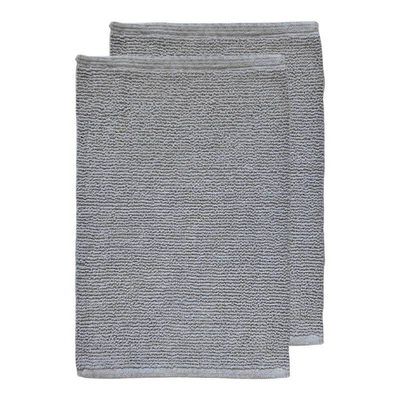 Lot de 2 Tapis de Salle de Bain Rectangulaire 40 x 60 cm en Coton Gris - PEPPO