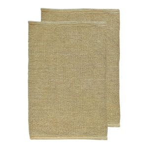 Lot 2 tapis de salle de bain 40 x 60 cm en coton jaune clair - PEPPO