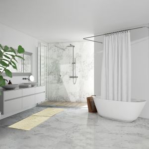 Lot 2 tapis de salle de bain 40 x 60 cm coton écru avec motifs - WALDO