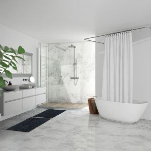 Lot 2 tapis de salle de bain 40 x 60 cm coton gris avec motifs - WALDO