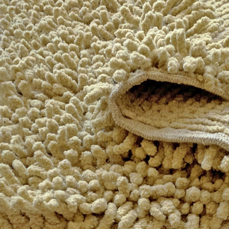 Lot de 2 Tapis de Salle de Bain 40 x 60 cm en Coton Chenille Jaune Pastel - NAPOLEON