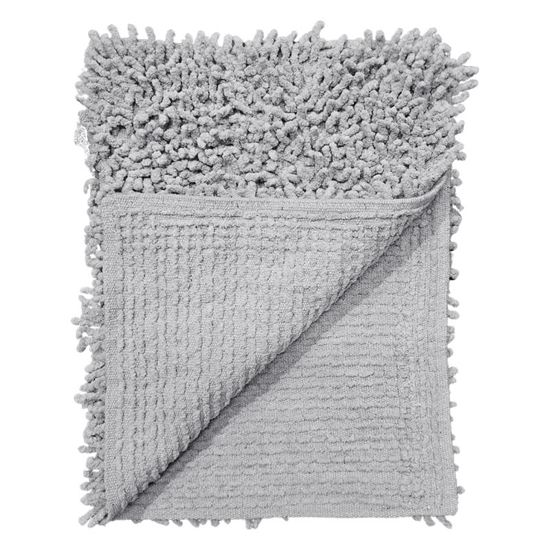 Lot 2 tapis de salle de bain 40 x 60 cm coton chenille gris - NAPOLEON