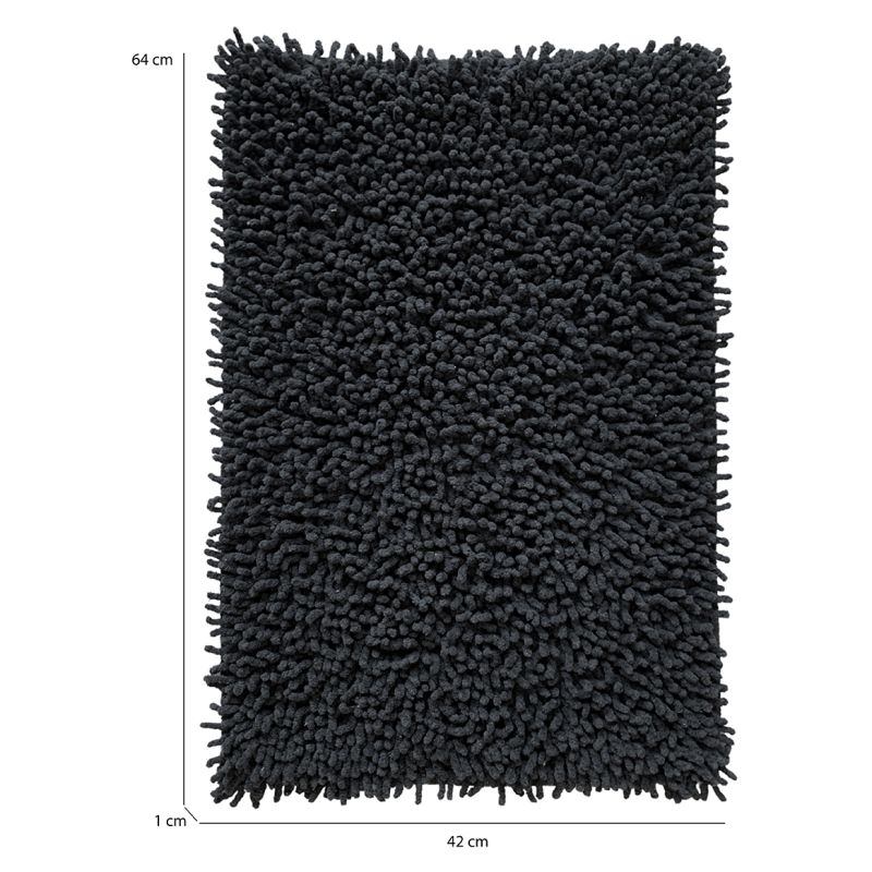 Lot 2 tapis de salle de bain 40 x 60 cm en coton anthracite - NAPOLEON