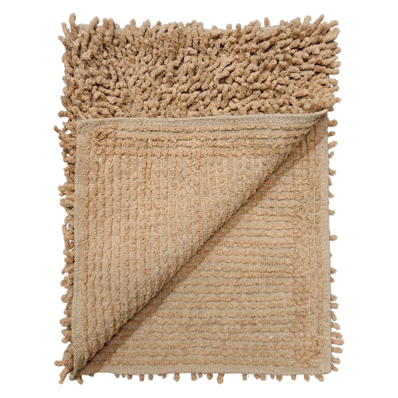 Lot 2 tapis de salle de bain 40 x 60 cm en coton beige - NAPOLEON