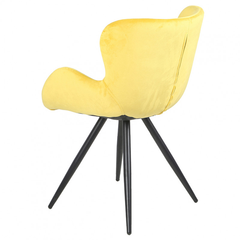 copy of Lot de 2 Chaises velours jaune et pieds métal noir - fauteuil design contemporain scandinave - LOTUS