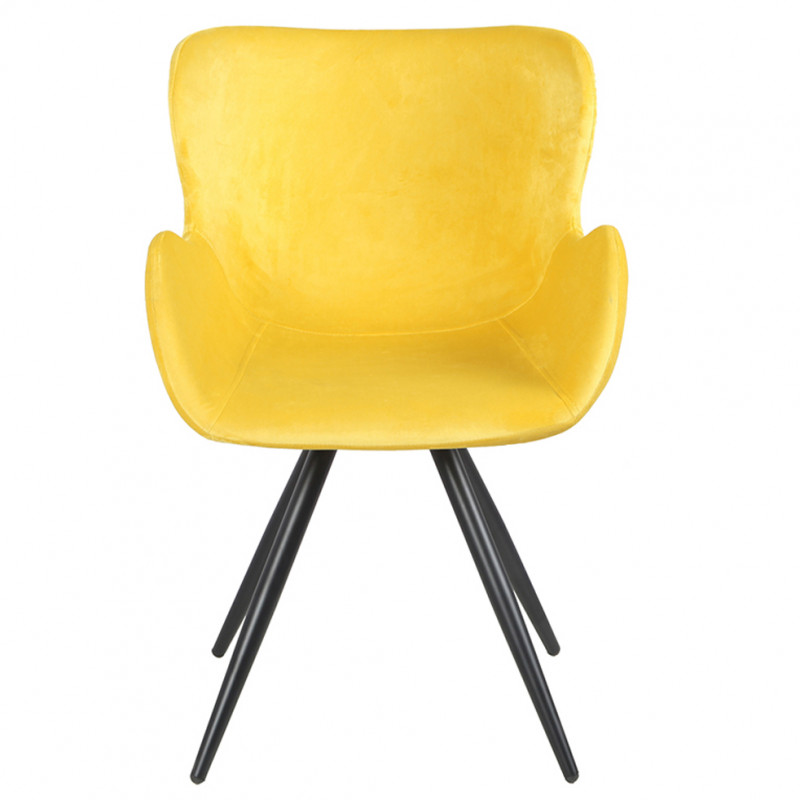 copy of Lot de 2 Chaises velours jaune et pieds métal noir - fauteuil design contemporain scandinave - LOTUS