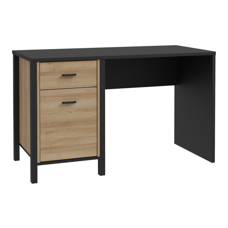 Bureau L120 cm avec revêtement noir et effet chêne - MODE