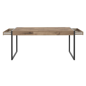 Table de repas 166 cm 2 tiroirs décor bois recyclé pieds et poignées métal noir - Collection APACHE