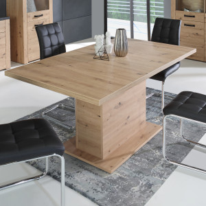 Table de Repas Extensible L160/200 cm Revêtement Décor Chêne Clair - Design Contemporain - LEILA