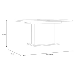 Table de Repas Extensible L160/200 cm Revêtement Décor Chêne Clair - Design Contemporain - LEILA