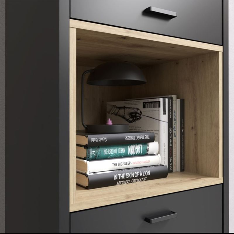Colonne H195 cm réversibles décor noir et chêne clair - BAILEY