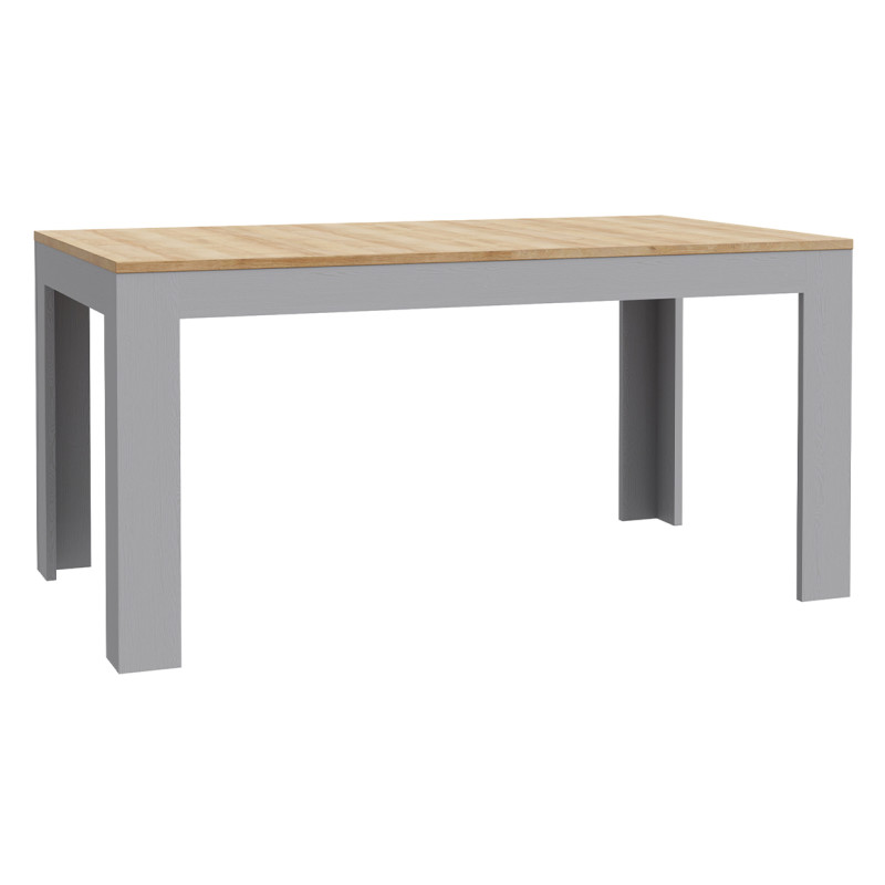 Table de Repas Extensible L160/206 cm Revêtement Décor Chêne Gris et Clair - ANTIBES