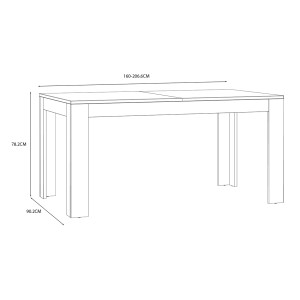 Table de Repas Extensible L160/206 cm Revêtement Décor Chêne Gris et Clair - ANTIBES
