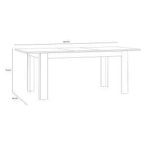 Table de Repas Extensible L160/206 cm Revêtement Décor Chêne Gris et Clair - ANTIBES