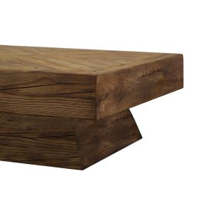 Table basse carré 100 cm en bois recyclé et pied trapèze - CHALET