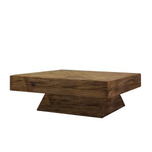 Table basse carré 100 cm en bois recyclé et pied trapèze - CHALET