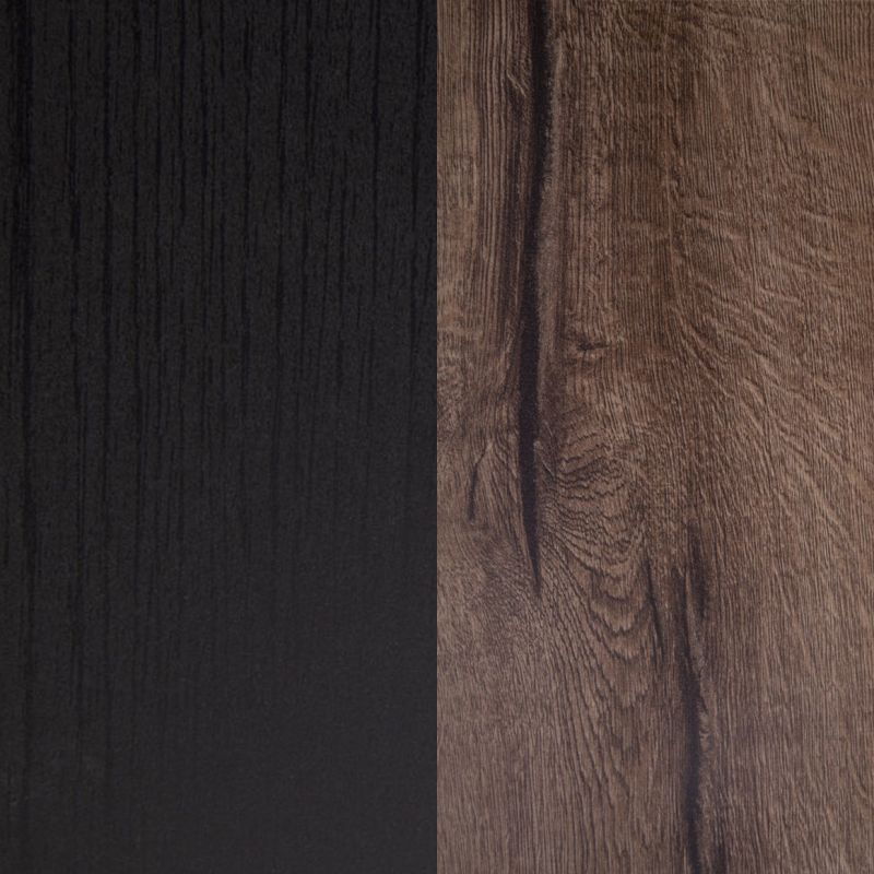 Lit double 180 x 200 décor chêne foncé et noir avec LED - RIVIERA
