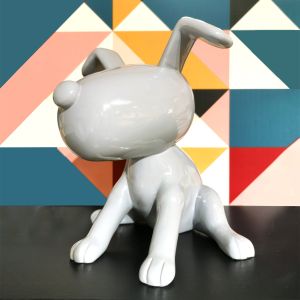 Statue chien assis avec peinture grise H28 cm - GREY SNOOP