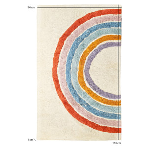 Tapis Rectangulaire 90 x 150 cm en Coton Shaggy avec Grand Arc-en-ciel Multicolore - Chambre Enfant - NOÉ