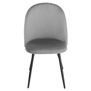Lot 2 chaises capitonnées en velours gris avec pieds métal - FARY