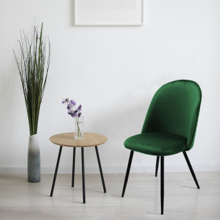 Lot 2 chaises capitonnées velours vert foncé avec pieds métal - FARY