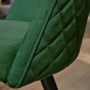 Lot 2 chaises capitonnées velours vert foncé avec pieds métal - FARY