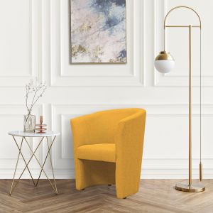 Fauteuil cabriolet rond en tissu jaune moutarde - CABRI