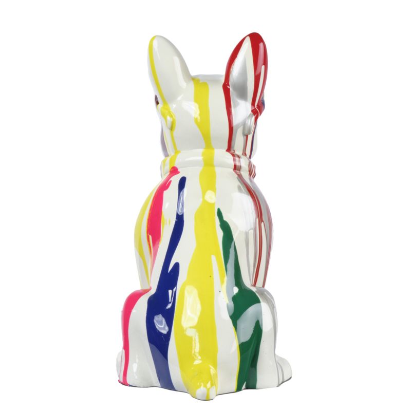Statue chien blanc à lunettes et peinture H.37 cm - THE BOSS