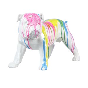 Sculpture chien bulldog blanc décor peinture multicolore - COLOR DOG
