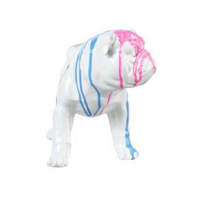 Sculpture chien bulldog blanc décor peinture multicolore - COLOR DOG