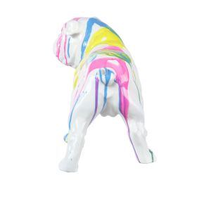 Sculpture chien bulldog blanc décor peinture multicolore - COLOR DOG