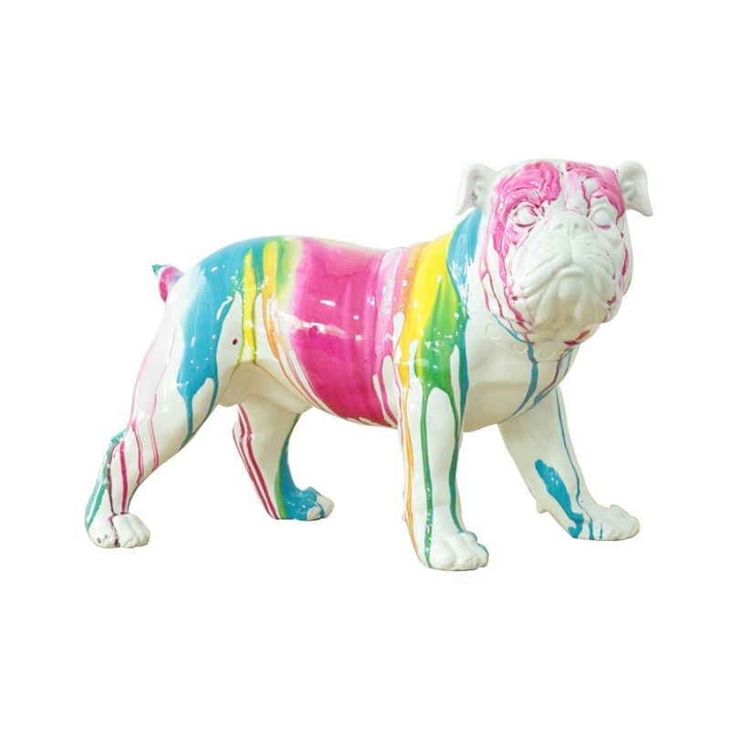 sculpture dog blanc décor peinture multicolore - COLOR DOG