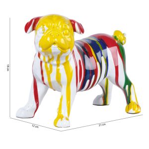 Statue chien carlin avec coulures multicolores H18 cm - CARL DRIPS 02