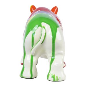 Statue rhinocéros avec coulures multicolores H12 cm - CERO DRIPS 01