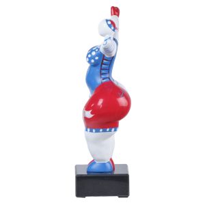 Statue femme bras levés avec motifs bleu et rouge H34 cm - LADY PIRATE