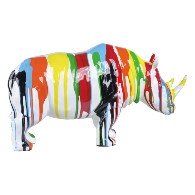 Statue Rhinocéros couleurs jets de peinture