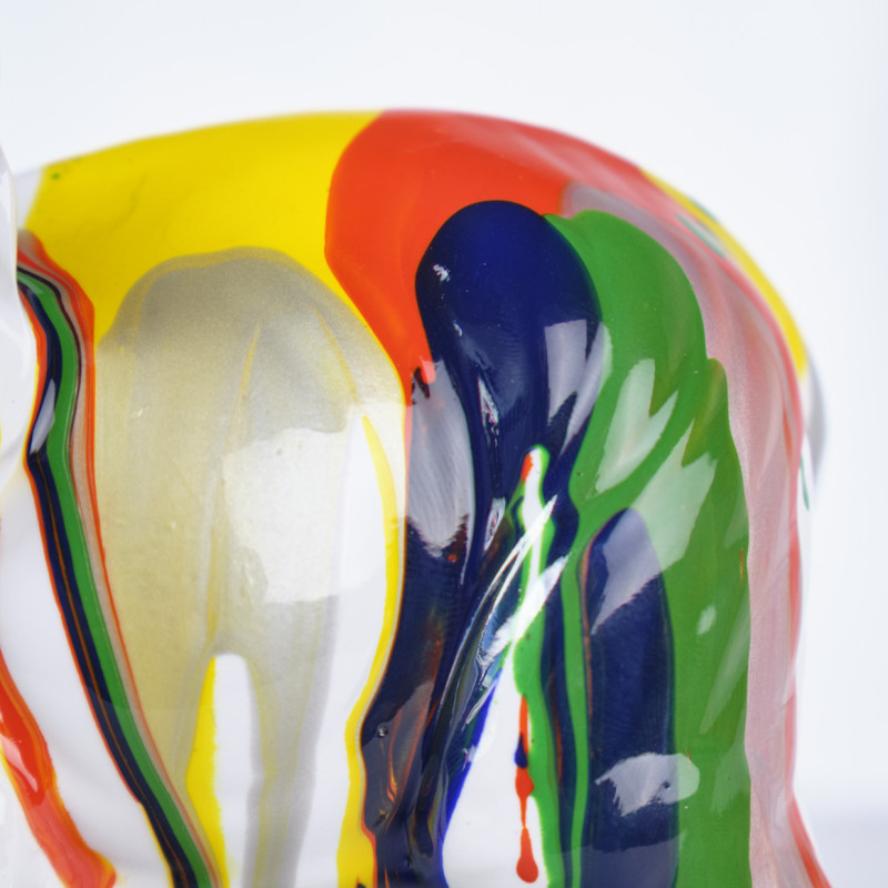 Statue éléphant avec coulures argenté et multicolore H21 cm - DUMBO